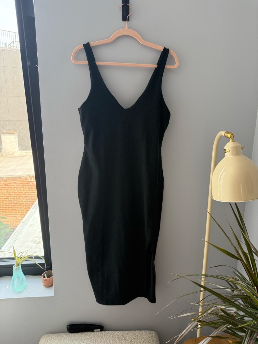 Beyond Yoga Black Scoop Neck Midi Tank Dress L